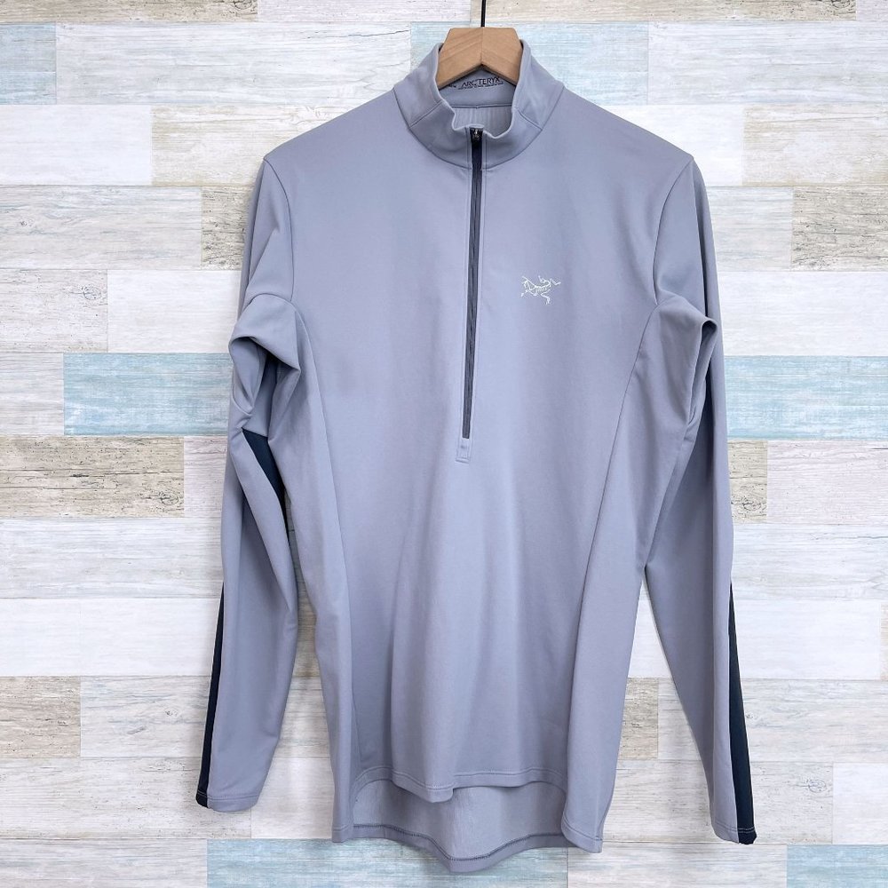 Arc'teryx Cormac 1/4 Zip Shirt Gray Lightweight Wicking Stretch Mens Medium